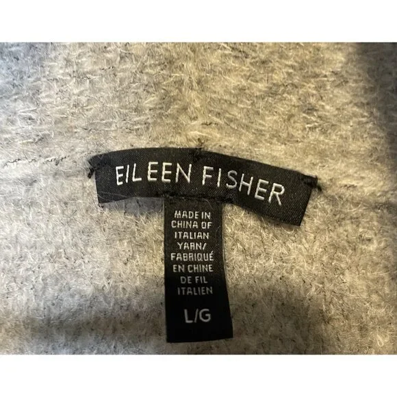 Eileen Fisher Moon Shawl Collar Wool Coat Italian Yarn Gray L